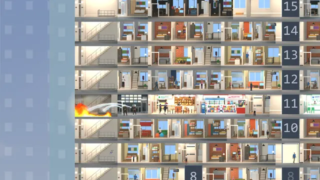 A fire breaks out in a 2D tower.